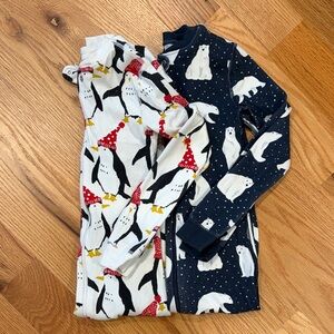 Quince Kids Pajamas - Navy and White with Penguins and Polar Bears